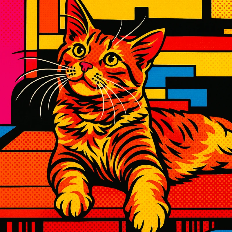 Tabby Cat in Bold Pop Art Style
