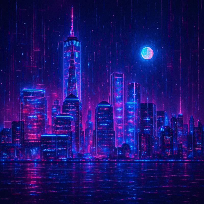 City Night in Neon Cyberpunk Glow
