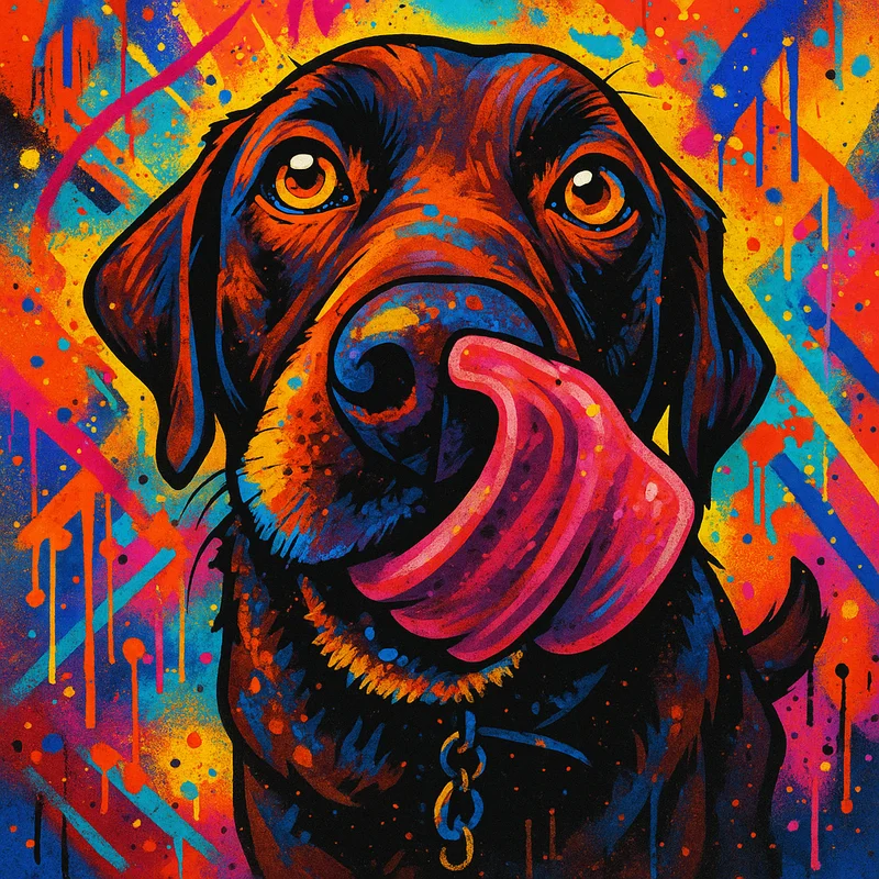 Dog Reimagined as Vibrant Street Art