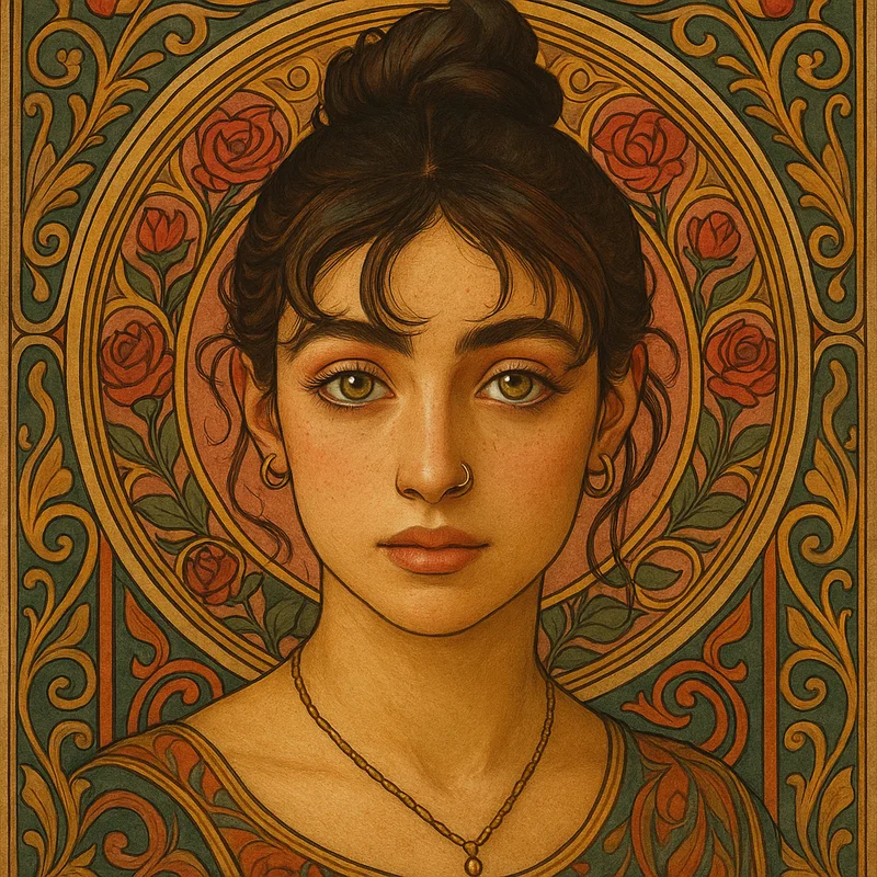 Portrait in Elegant Art Nouveau Style